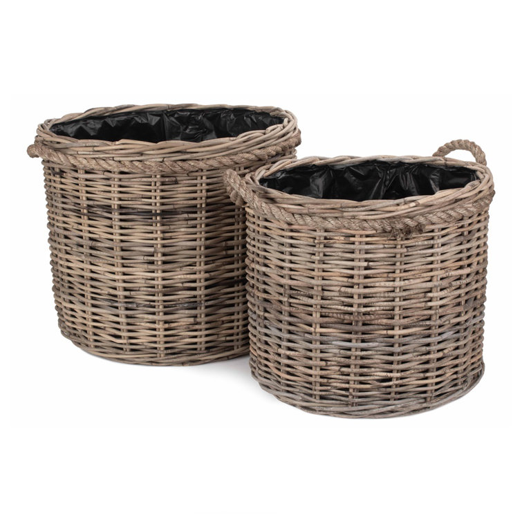 August Grove Dunsmuir 2 Piece Rattan Plant Pot Set Wayfair.co.uk